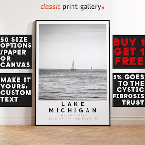 Lake Michigan Poster Black and White Print, Lake Michigan Wall Art,Lake Michigan Travel Poster, Lake Michigan Photo Print Michigan, USA,5139