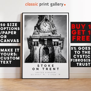 Stoke on Trent Poster Black and White Print, Stoke on Trent Wall Art, Stoke on Trent Travel Poster,  Photo Print, United Kingdom,5307