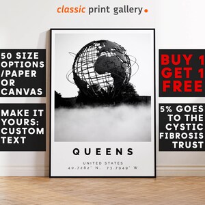 Queens New York Poster Black and White Print, Queens Wall Art, Queens Travel Photo, Queens Map, NYC Poster, Negihborhood Print, 4315