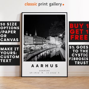 Aarhus Poster Black and White Print, Aarhus Wall Art, Aarhus Travel Poster, Aarhus Photo Print, Århus, Danmark, Denmark, Europe, 2941b