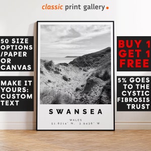 Swansea Poster Black and White Print, Swansea Wall Art, Swansea Travel Photo, Swansea Map, Wales Poster, Wales Print, 4093