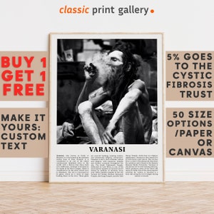 Varanasi Print, Varanasi Wall Art, Varanasi Black and White Poster, Personalized Birthday Travel Gift Present Photography India 12353a