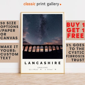 Lancashire Poster Colorful Print, Lancashire Wall Art, Lancashire Photo Decor, Lancashire Gift Travel Print,Vintage Art Print,8266