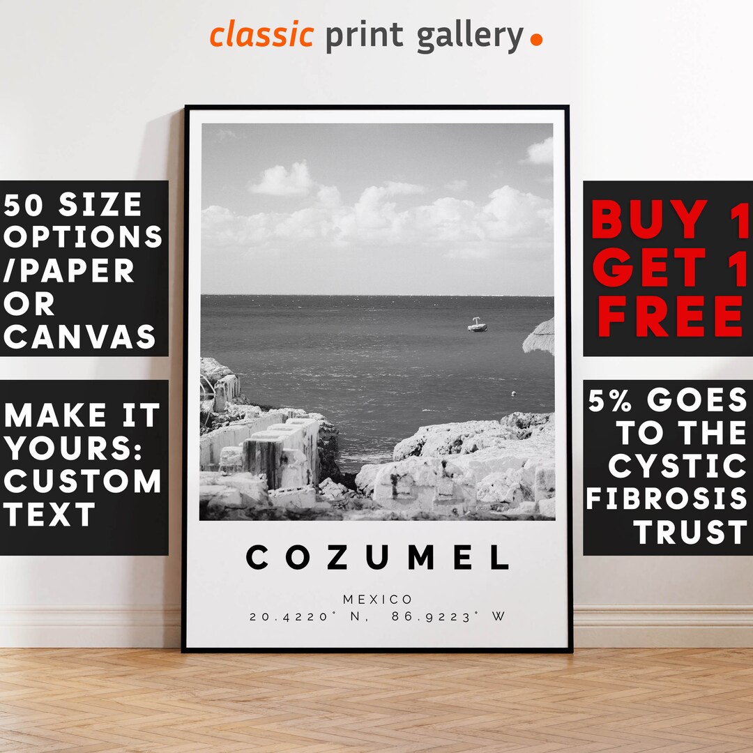 Cozumel Poster Black and White Print, Cozumel Wall Art, Cozumel Travel Poster, Cozumel Photo ...
