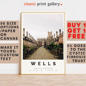 Wells Poster Colorful Print, Wells Wall Art, Wells Photo Decor, Wells Gift Travel Print,A5, A4, A3, A2, A1,11084