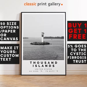Thousand Islands Poster Black and White Print, Thousand Islands Wall Art, Thousand Islands Photo, Thousand Islands Map, Ontario Poster, 4023