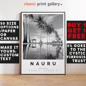 Nauru Poster Black and White Print, Nauru Wall Art, Nauru Travel Poster, Nauru Photo Print, Oceania,5459