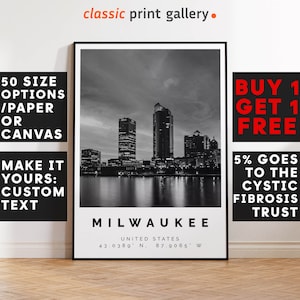 Milwaukee Poster Print,Milwaukee Wall Art, Housewarming Gift, Housewarming, Large Wall Art, Living Room Art, New Home Gift, 3820