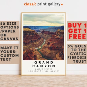 Grand Canyon Poster Colorful Print, Grand Canyon Wall Art, Grand Canyon Photo Decor, Grand Canyon Gift Travel Print,Vintage Art Print,8060