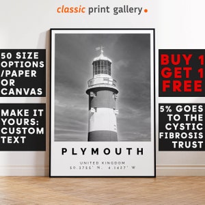 Plymouth Poster Black and White Print, Plymouth Wall Art, Plymouth Travel Photo, Plymouth Map, England Poster, England Print, 4377
