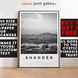 Shkoder Poster Black and White Print, Shkoder Wall Art, Shkoder Travel Poster, Shkoder Photo Print, Travel Home Decor,Shkoder, Albania,5679