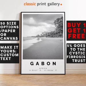 Gabon Poster Black and White Print, Gabon Wall Art, Gabon Travel Poster, Gabon Photo Print, Africa,4692a
