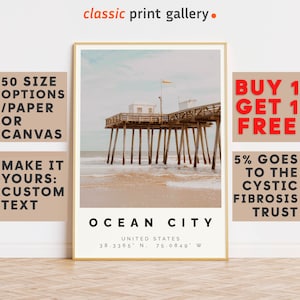Ocean City Poster Colorful Print, Ocean City Wall Art, Ocean City Photo Decor, Ocean City Gift Travel Print,,Gift For Her,Gift For Him,7602