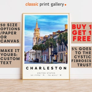 Charleston Poster Colorful Print, Charleston Wall Art, Charleston Photo Decor, Charleston Gift Travel Print,South Carolina,Vacation Art,7375