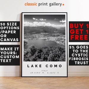 Lake Como Poster Black and White Print, Lake Como Wall Art, Lake Como Travel Photo, Lake Como Map, Lago di Como Poster, Italy Print, 3768
