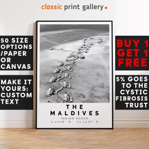Maldives Poster,Maldives Print, Coastal Wall Art, Beach Decor, Tropical Wall Art, Beach Travel Poster, Honeymoon souvenir, Sea, 4031