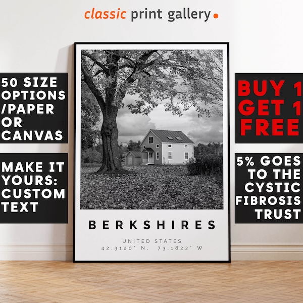 Berkshires Poster Black and White Print, Berkshires Wall Art, Berkshires Travel Poster,Berkshires Photo, Massachusetts,Connecticut,USA, 3102