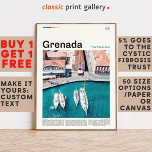 Grenada Print, Grenada Wall Art, Grenada Color Poster With Text, Personalized Birthday Travel Gift Present Photography, Grenada 11750b
