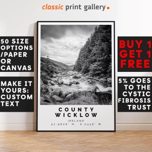 County Wicklow Poster Black and White Print, County Wicklow Wall Art, County Wicklow Travel Poster, County Wicklow Photo,Ireland,5780
