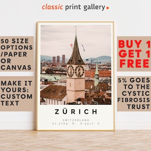 Zürich Poster Colorful Print, Zürich Wall Art, Zürich Photo Decor, Zürich Gift Travel Print,Large Wall Art,Vacation Art,8301