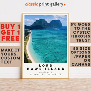 Lord Howe Island Print Wall Art Colorful Poster,Personalized Birthday Travel Gift Present Photography Artwork Australia 14970