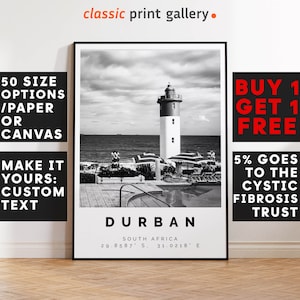 Durban Poster Black and White Print, Durban Wall Art, Durban Travel Poster, Durban Photo Print, South Africa,4674