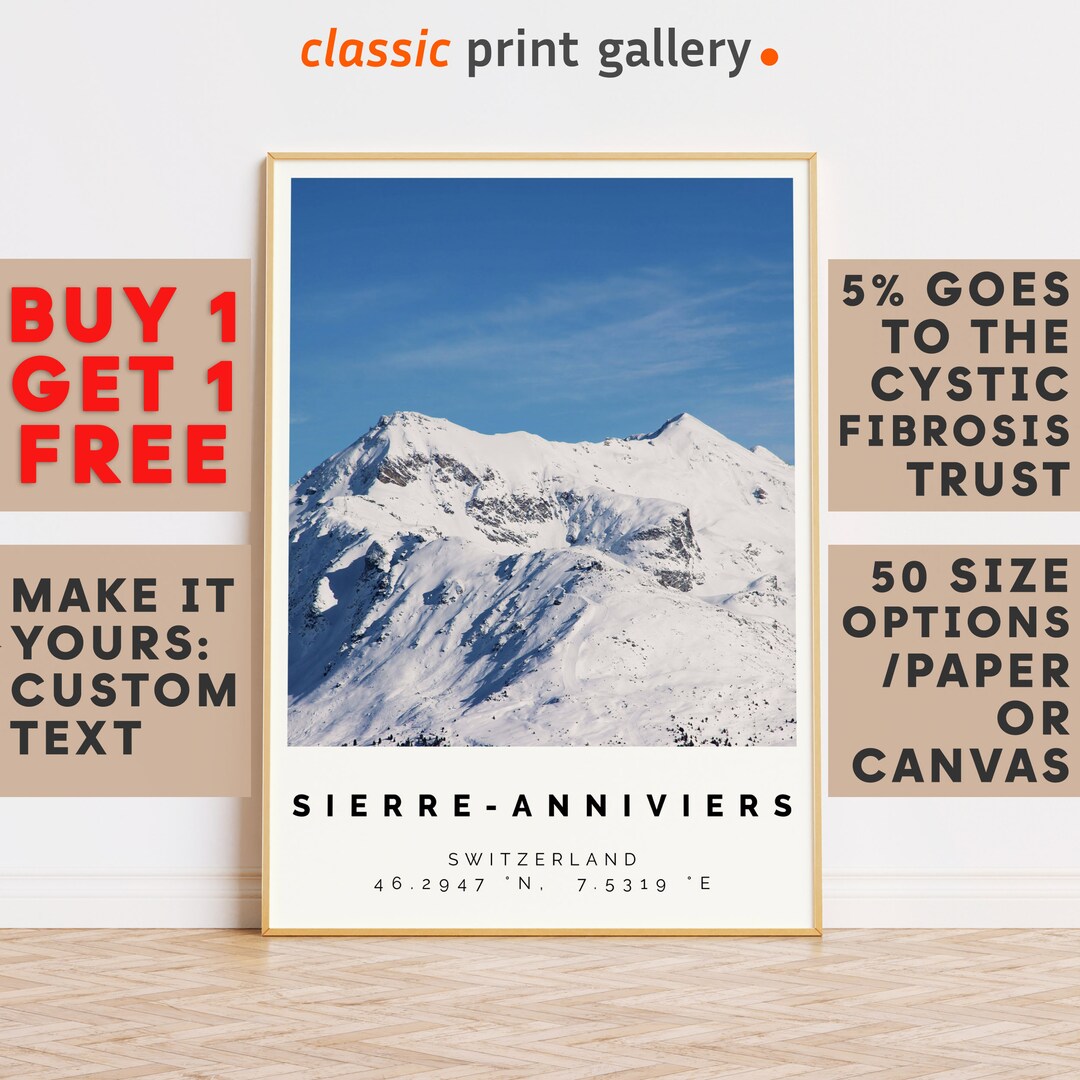 Skiing Print,sierre-anniviers Print Wall Art Colorful Poster,winter ...