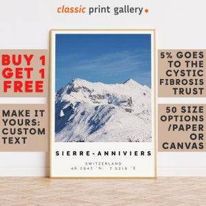 Skiing Print,Sierre-Anniviers Print Wall Art Colorful Poster,Winter Travel Present,Skiing Gift,Skiing Art Switzerland 14809