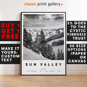 Skiing Art,Sun Valley Print,Sun Valley Wall Art,Sun Valley Black and White Poster,Winter Travel,Snowboarding Gift,Ski Gift Usa 14862a