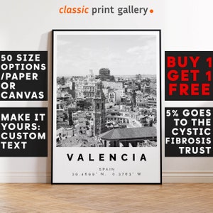 Valencia Poster Black and White Print, Valencia Wall Art, Valencia Travel Photo, Valencia Map, Spain Poster, Spain Print, 3942