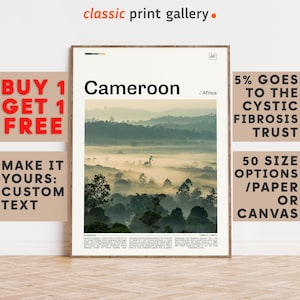 Cameroon Print, Cameroon Wall Art, Cameroon Color Poster With Text, Personalized Birthday Travel Gift Present Photography, Cameroon 11560b1