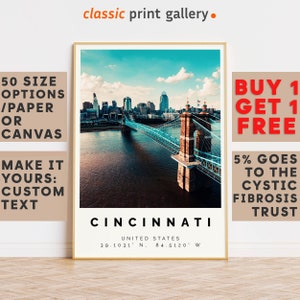 Cincinnati Poster Colorful Print, Cincinnati Wall Art, Cincinnati Photo Decor, Cincinnati Gift Travel Print,Ohio,Birthday Gift,7871