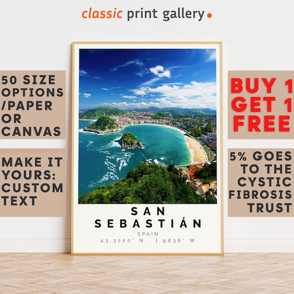 San Sebastián Poster Colorful Print, San Sebastián Wall Art, San Sebastián Photo Decor, Basque Country,Gift Idea,8630