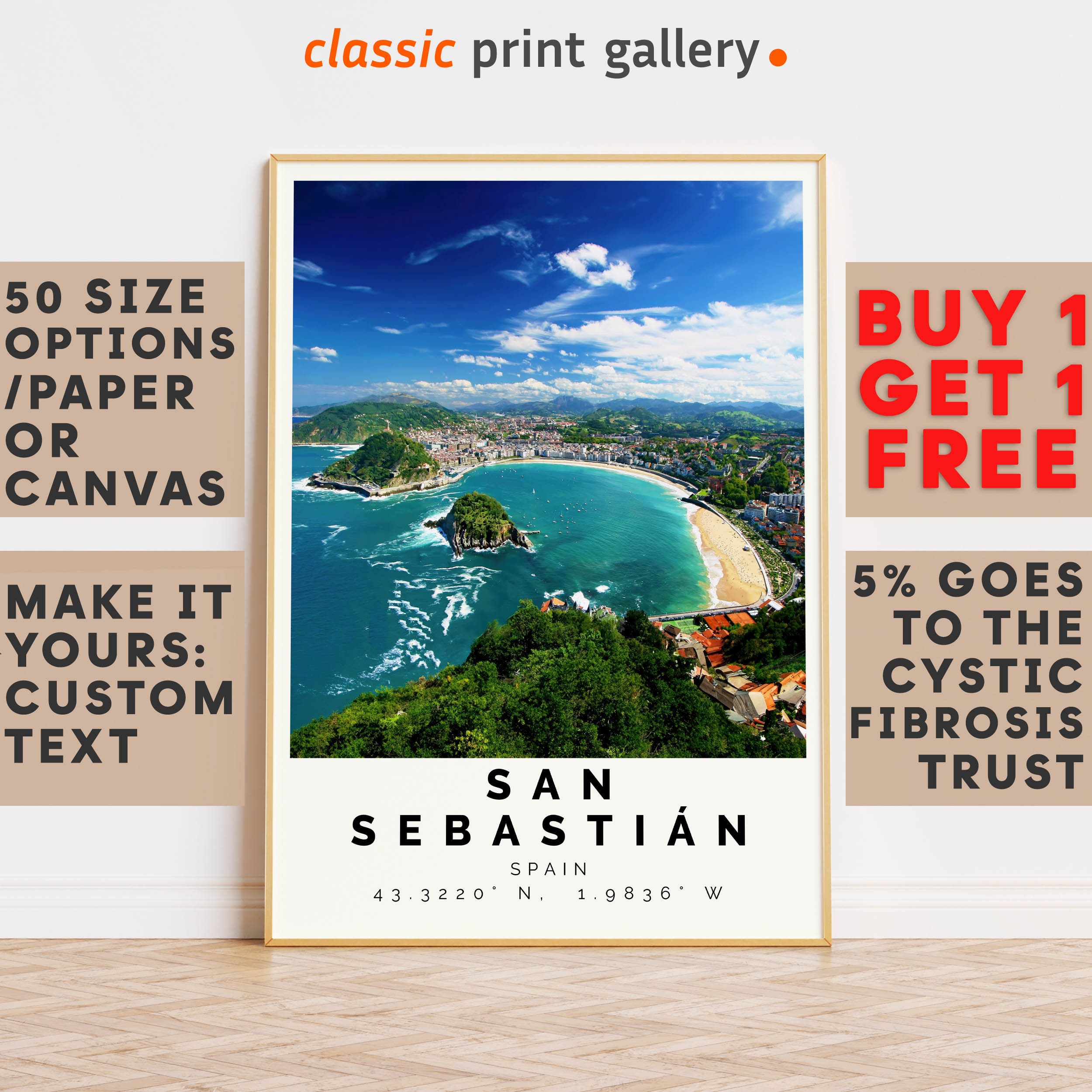 Poster Vintage San Sebastian Voilier - Haute Qualité 60x80cm - Décoration Murale