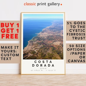 Costa Dorada Print,Costa Dorada Wall Art,Costa Dorada Colorful Poster,Personalized Birthday Travel Gift Present Spain 12681