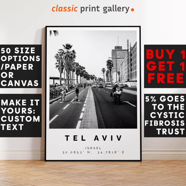 Tel Aviv Poster Print,Tel Aviv Wall Art, Housewarming Gift, Housewarming, Large Wall Art, Living Room Art, New Home Gift, 4052