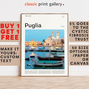 Puglia Print, Puglia Wall Art, Puglia Color Poster With Text, Personalized Birthday Travel Gift Present Photography  Artwork,Italy 12151b3