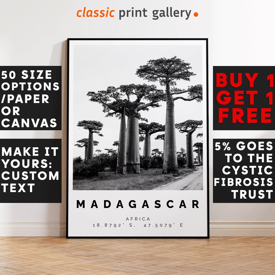 Madagascar Poster Black and White Print, Madagascar Wall Art ...