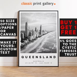 Queensland Poster Black and White Print, Queensland Wall Art, Queensland Travel Poster, Queensland Photo Print, Australia,4538