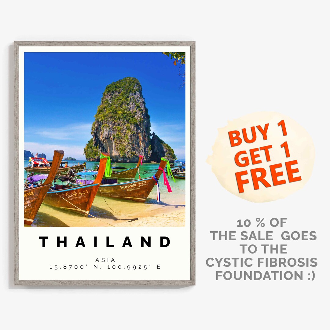 Thailand Poster Colorful Print Thailand Wall Art Thailand Etsy