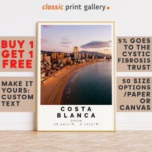 Costa Blanca Print,Costa Blanca Wall Art,Costa Blanca Colorful Poster,Personalized Birthday Travel Gift Present Spain 12682