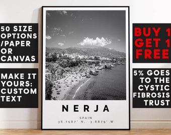 Nerja Poster Black and White Print, Nerja Wall Art, Nerja Travel Poster, Nerja Photo Print, Malaga, Spain, Andalusia, España,4728a