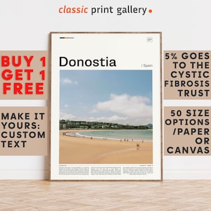 Donostia Print, Donostia Wall Art, Donostia Color Poster With Text, Personalized Birthday Travel Gift Present Photography, Spain 11659b