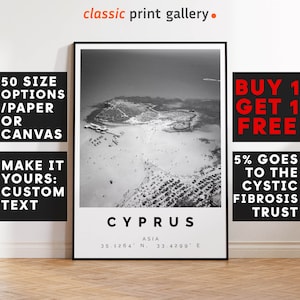 Cyprus Poster Black and White Print, Cyprus Wall Art, Cyprus Travel Poster, Cyprus Photo Print, Middle East,5558