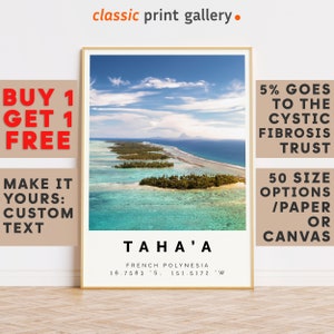 Taha'a Print,Taha'a Wall Art,Taha'a Colorful Poster,Personalized Birthday Beach Travel Gift Coastal French Polynesia 14743