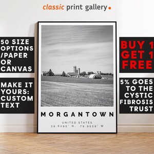 Morgantown Poster Black and White Print, Morgantown Wall Art, Morgantown Travel Poster, Morgantown Photo Print, West Virginia, USA,5227