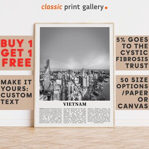 Vietnam Print, Vietnam Wall Art, Vietnam Black and White Poster, Personalized Birthday Travel Gift Present Southeast Asia 12366a4