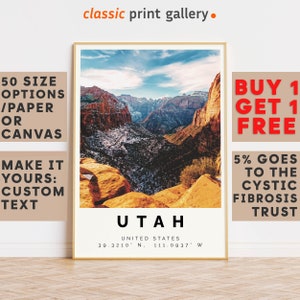 Utah Poster Colorful Print, Utah Wall Art, Utah Photo Decor, Utah Gift Travel Print,Office Wall Art,9652