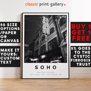 Soho Poster, Soho Print, Soho Decor, Wall Art, England, UK, Anniversary Gift, City Poster, Architecture Wall Art, 4145