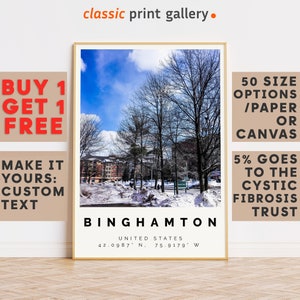 Binghamton Print Colorful Poster|Binghamton Wall Art|Binghamton Travel Poster Gift|Binghamton Travel Photography|Decor|Usa|18015b